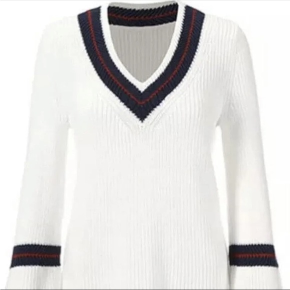 CAbi Sweaters - Cabi Americana pullover V-Neck varsity sweater with belle sleeves